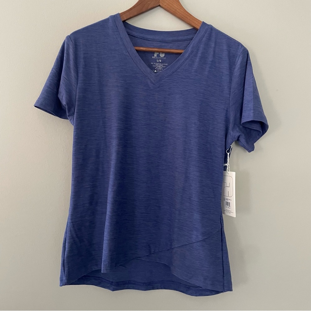 Blue V-Neck Active Tee Shirt by Fit Collective size Large  Athleisure
